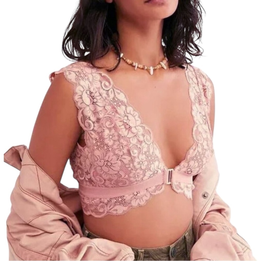 Free People x We Are HAH Got Ur Back Lace Bra & Panty Set Copper Rose Sz XS‎ New